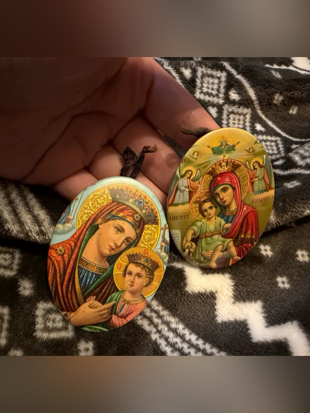Religious Icon Wall Plaque - Red, Gold, Green